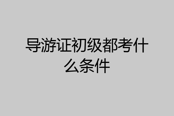 导游证初级都考什么条件