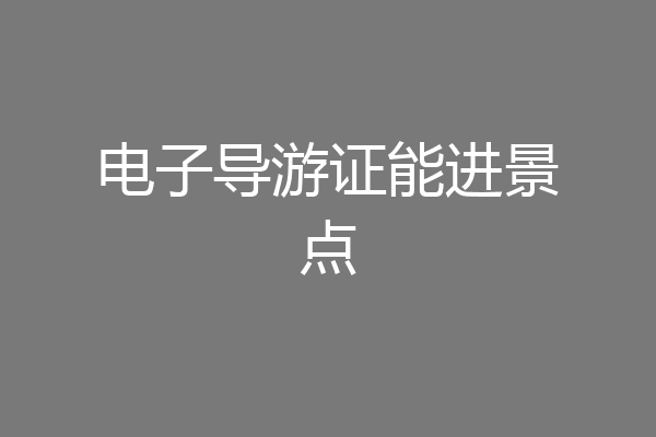 电子导游证能进景点