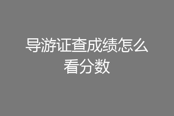 导游证查成绩怎么看分数