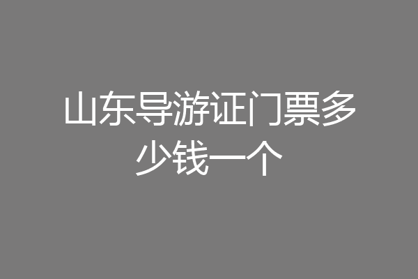 山东导游证门票多少钱一个