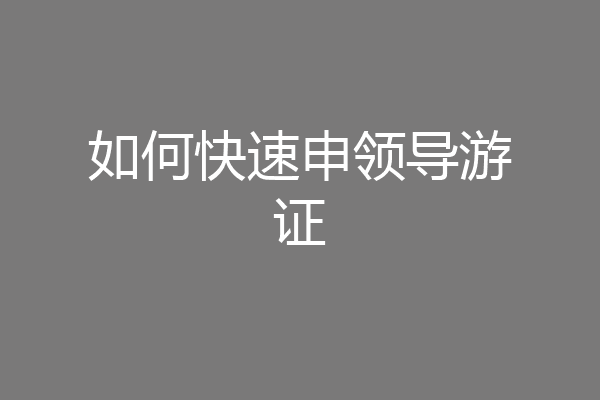 如何快速申领导游证