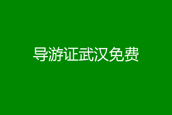 导游证武汉免费