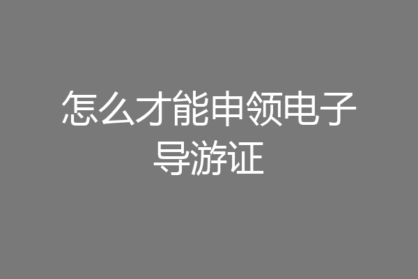 怎么才能申领电子导游证