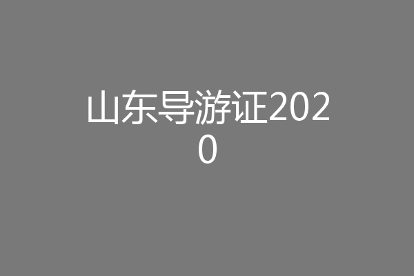 山东导游证2020