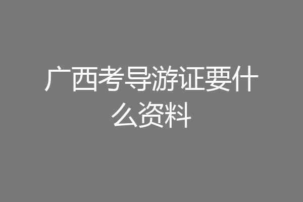 广西考导游证要什么资料