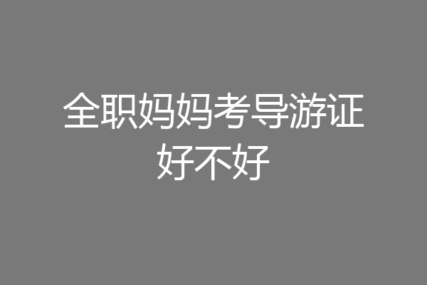 全职妈妈考导游证好不好