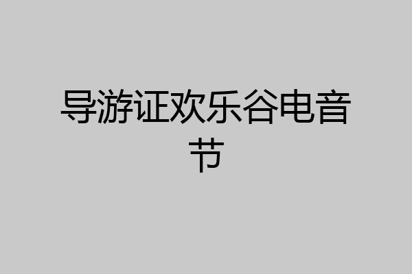 导游证欢乐谷电音节