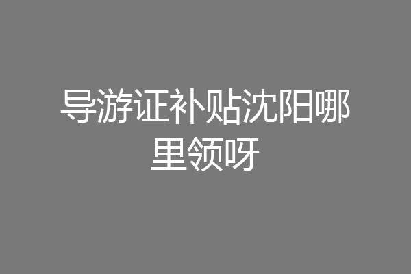 导游证补贴沈阳哪里领呀