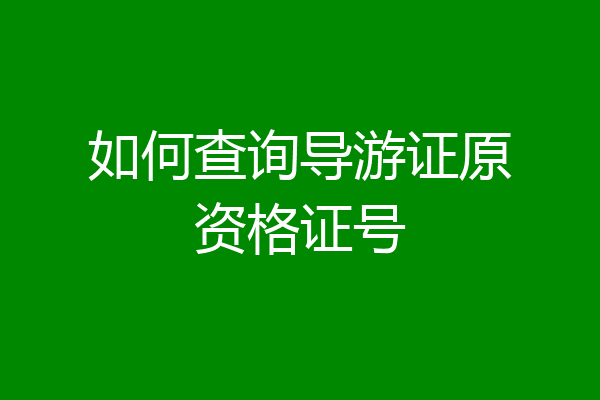 如何查询导游证原资格证号