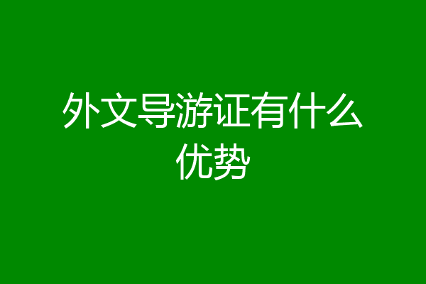 外文导游证有什么优势