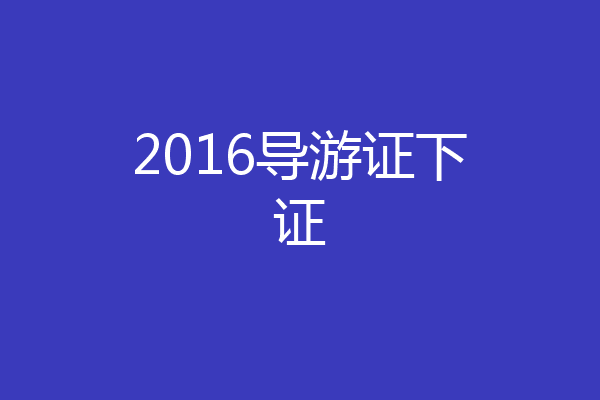 2016导游证下证
