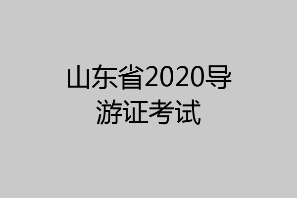 山东省2020导游证考试