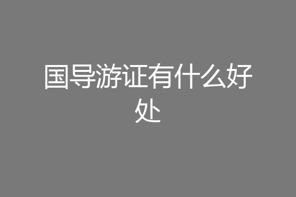 国导游证有什么好处