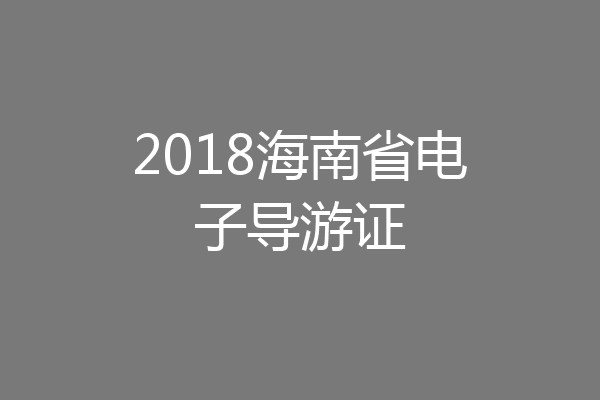 2018海南省电子导游证