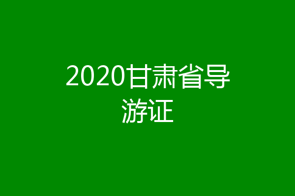 2020甘肃省导游证