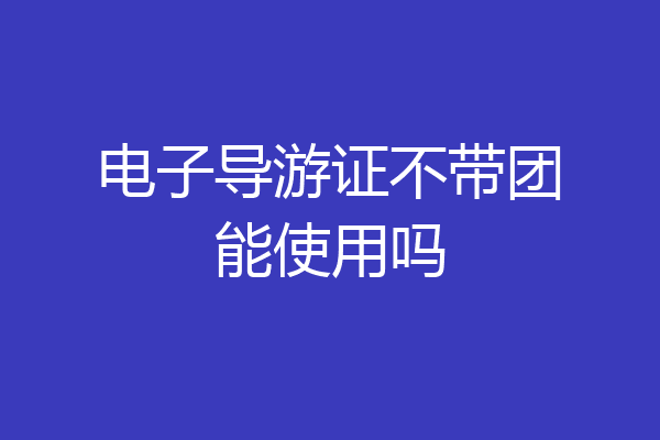 电子导游证不带团能使用吗