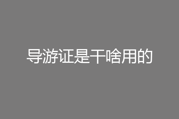 导游证是干啥用的