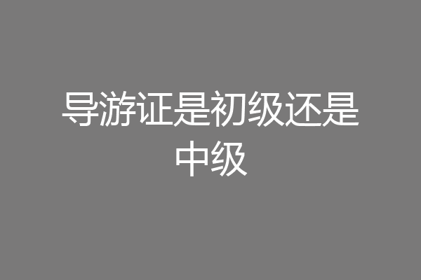 导游证是初级还是中级