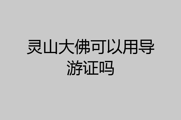 灵山大佛可以用导游证吗