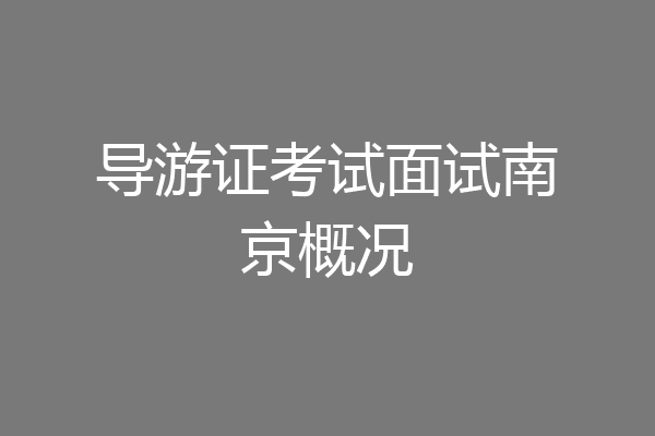 导游证考试面试南京概况