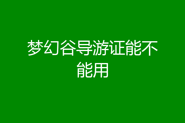 梦幻谷导游证能不能用
