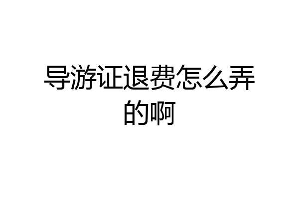 导游证退费怎么弄的啊