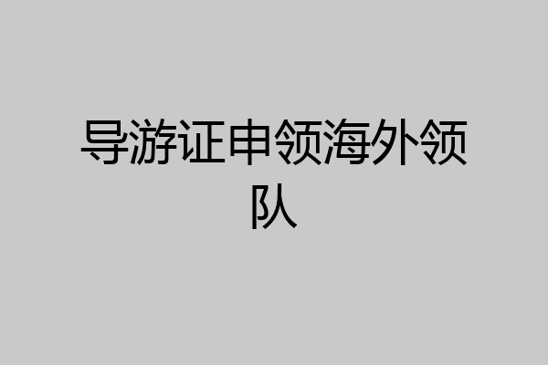 导游证申领海外领队
