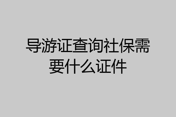 导游证查询社保需要什么证件