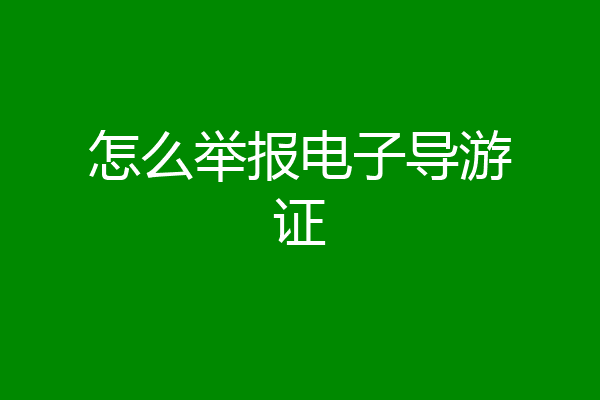 怎么举报电子导游证