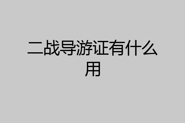 二战导游证有什么用