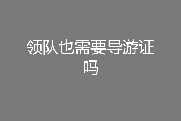 领队也需要导游证吗