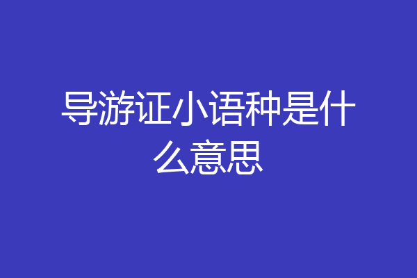 导游证小语种是什么意思