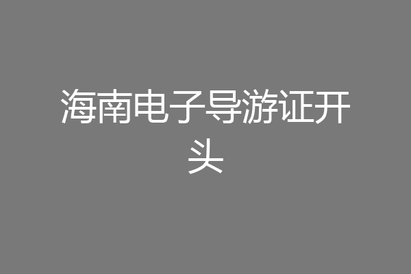 海南电子导游证开头