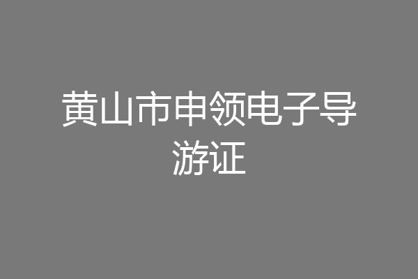 黄山市申领电子导游证