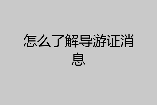 怎么了解导游证消息