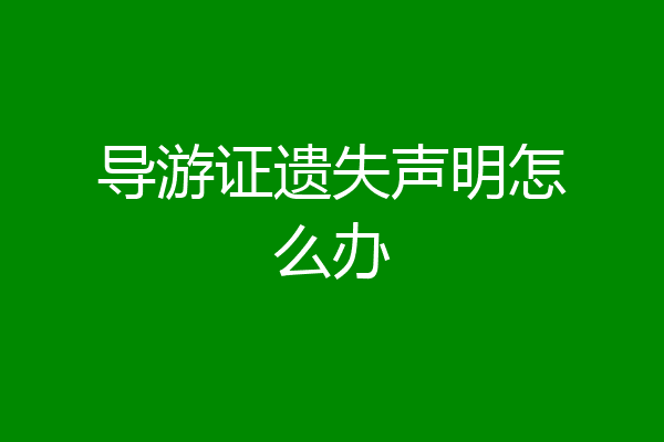 导游证遗失声明怎么办