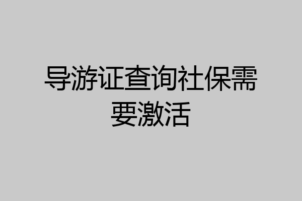 导游证查询社保需要激活