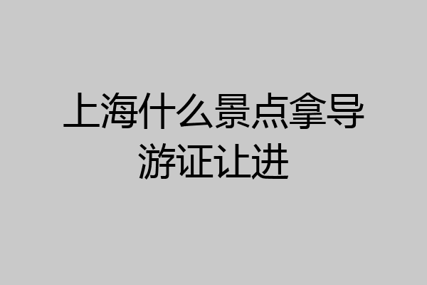 上海什么景点拿导游证让进