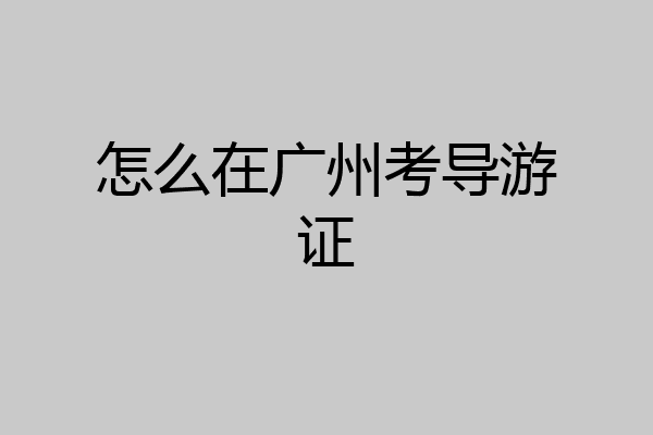怎么在广州考导游证
