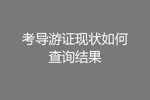 考导游证现状如何查询结果