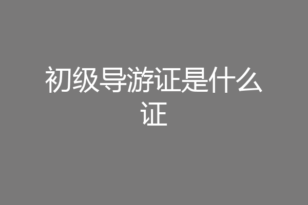 初级导游证是什么证