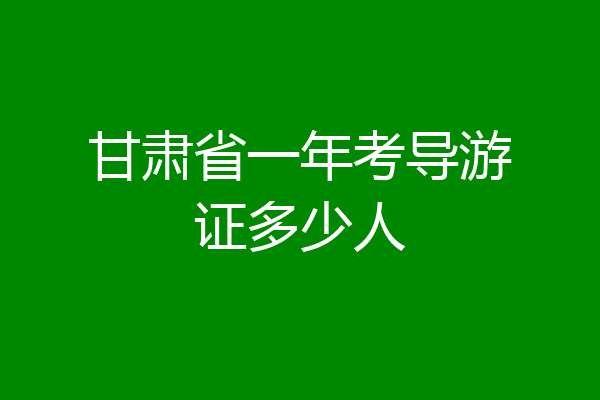 甘肃省一年考导游证多少人