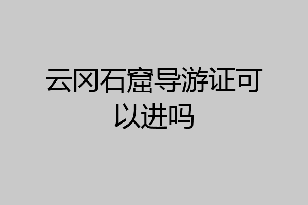 云冈石窟导游证可以进吗