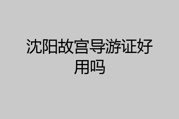 沈阳故宫导游证好用吗