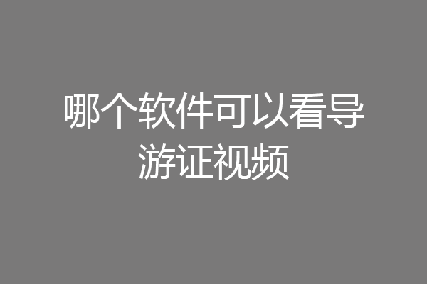 哪个软件可以看导游证视频