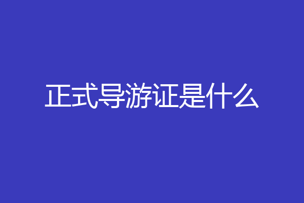 正式导游证是什么