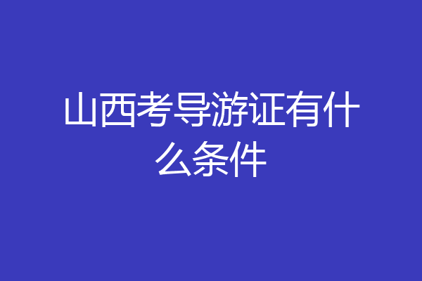 山西考导游证有什么条件