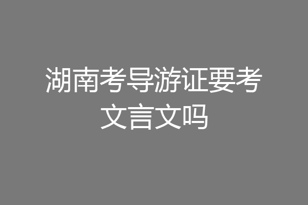 湖南考导游证要考文言文吗