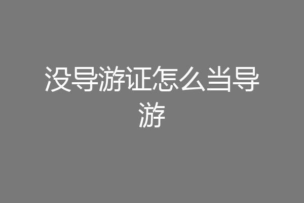 没导游证怎么当导游