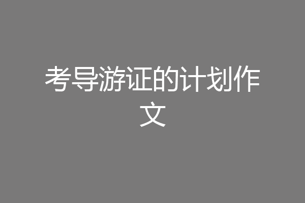考导游证的计划作文